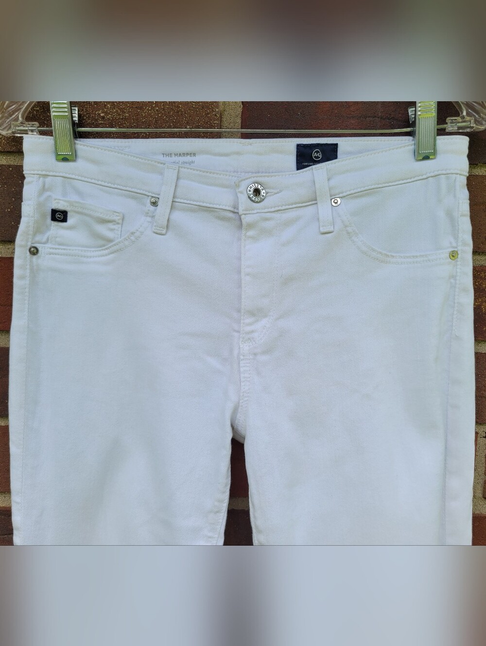 AG Adriano Goldschmied The Harper Straight Jeans White Raw Hem Size 28 (29x30) - Picture 2 of 7